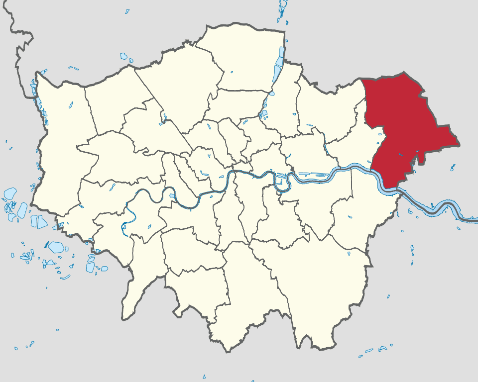 A map showing Havering's position in outer London